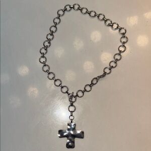 Silver Chain Necklace with Cross Pendant